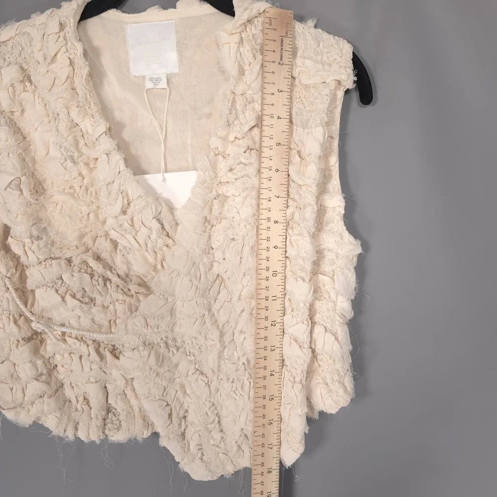 ZARA Kids Girls Girls 6-8Y Top Vest Textured Ruffle Wrap Tie Cream 7521/751/712
